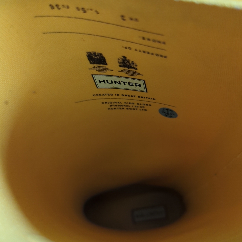 Hunter Original Kids Gloss Classic Yellow Rain Boots Big Kid 4 Youth - Picture 10 of 11